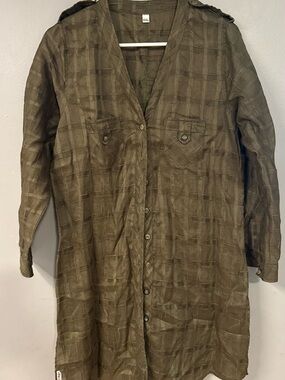 Olive Green Button-Front Women's Dress